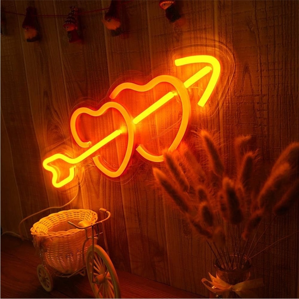 Neon Cupid Heart Couple Valentines Love Retro 90s Party Festival LED USB Light - Picture 2 of 6